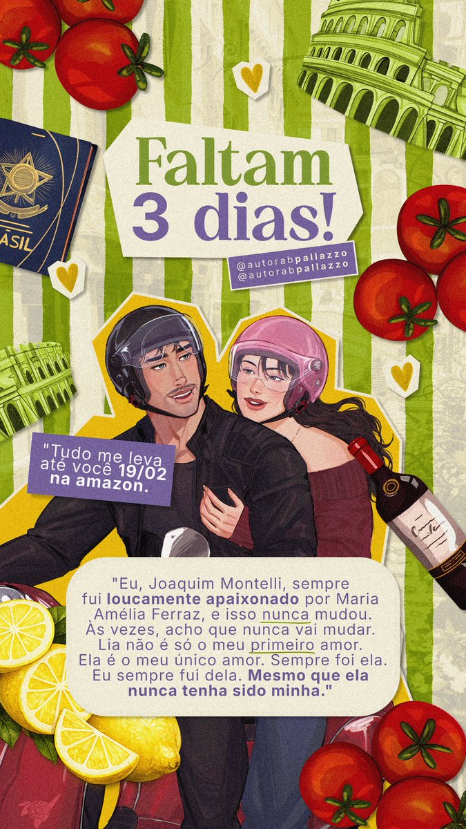 FALTAM 3 DIASSS!!

💜 sempre foi ela/ele 
💚 ex meios-irmãos 
💜 bad boy tatuador x psicóloga infantil
💚 herdeiros de famílias rivais

 ✨ Lançamento 𝗻𝗮 𝗔𝗺𝗮𝘇𝗼𝗻 𝗱𝗶𝗮 𝟭𝟵/𝟬𝟮 ✨