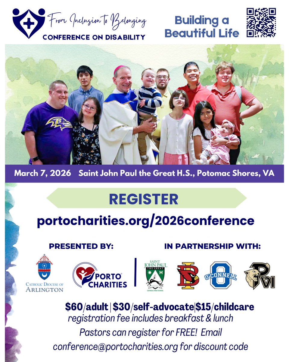 Join us at the From Inclusion to Belonging Conference on March 7th at St. John Paul the Great High School. 
To learn more about the conference and register: 
portocharities.org/2026conference
Pastors can register for FREE!  Email conference@portocharities.org for a discount code.