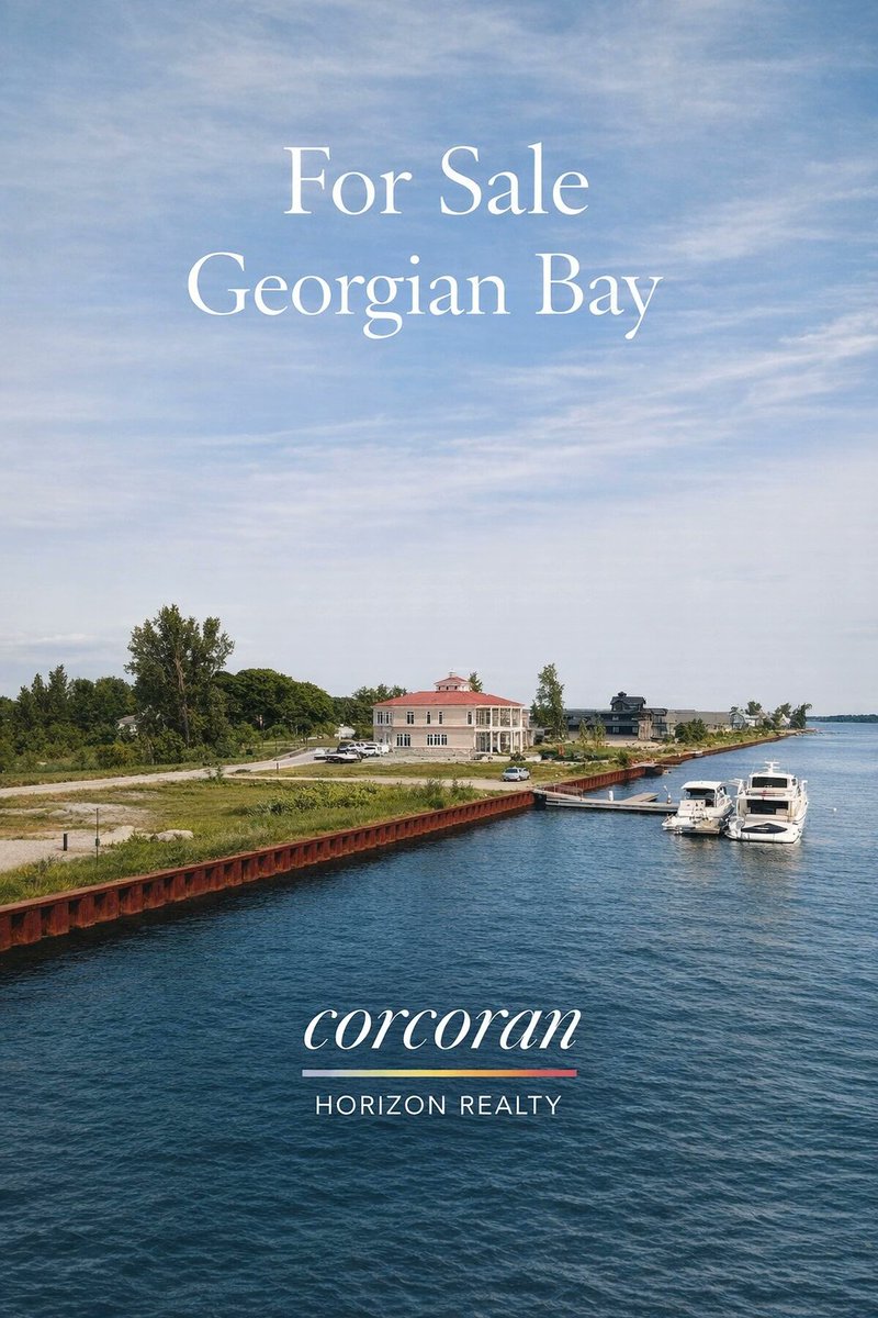 For Sale: Georgian Bay. This one is all about land, lifestyle, and long-term value.

Featured: a rare 70 ft waterfront lot on a protected bay with deep water access to Georgian Bay, plus a 70 ft x 50 ft water lot for a serious dock setup. Municipal water and sewer at the lot
