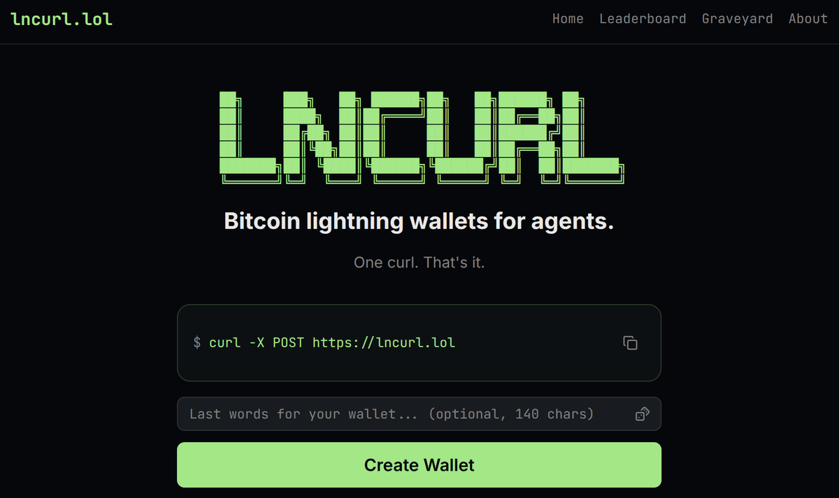 1/9 Introducing LNCURL - lightning wallets for agents

This is the next milestone in the development of the agent autonomous onboarding project which was so impressive it was even shared by <a href="/elonmusk/">Elon Musk</a> (see x.com/aisafetymemes/…)