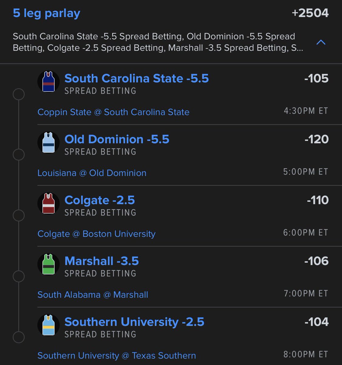 SharpReportHQ's tweet image. 🏁 The Sharp Report: Monday’s "Gritty" 5-Leg Parlay (+2504) 📊🏀 

• SC State -5.5 (-105): The Bulldogs own a 3-game home win streak and face a Coppin State unit with zero players averaging 10+ PPG.
• Old Dominion -5.5 (-120): ODU holds a clinical defensive edge at home against