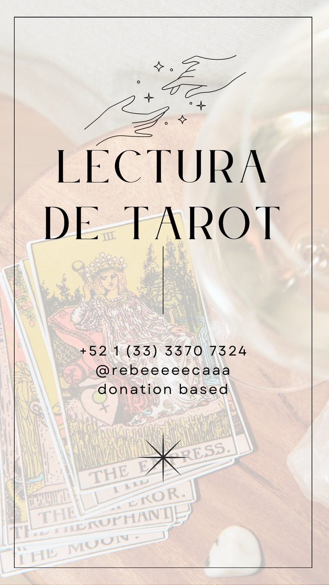 rebecaaap's tweet photo. Hola! No sé cuanta gente me lee por aquí, pero estoy leyendo el Tarot con enfoque terapéutico y evolutivo por aportación consciente. 
Es en línea, si les interesa no duden en mandarme un WhatsApp ☺️🙏🏼💫 les agradezco mucho! https://t.co/Gfiqq7NrVP