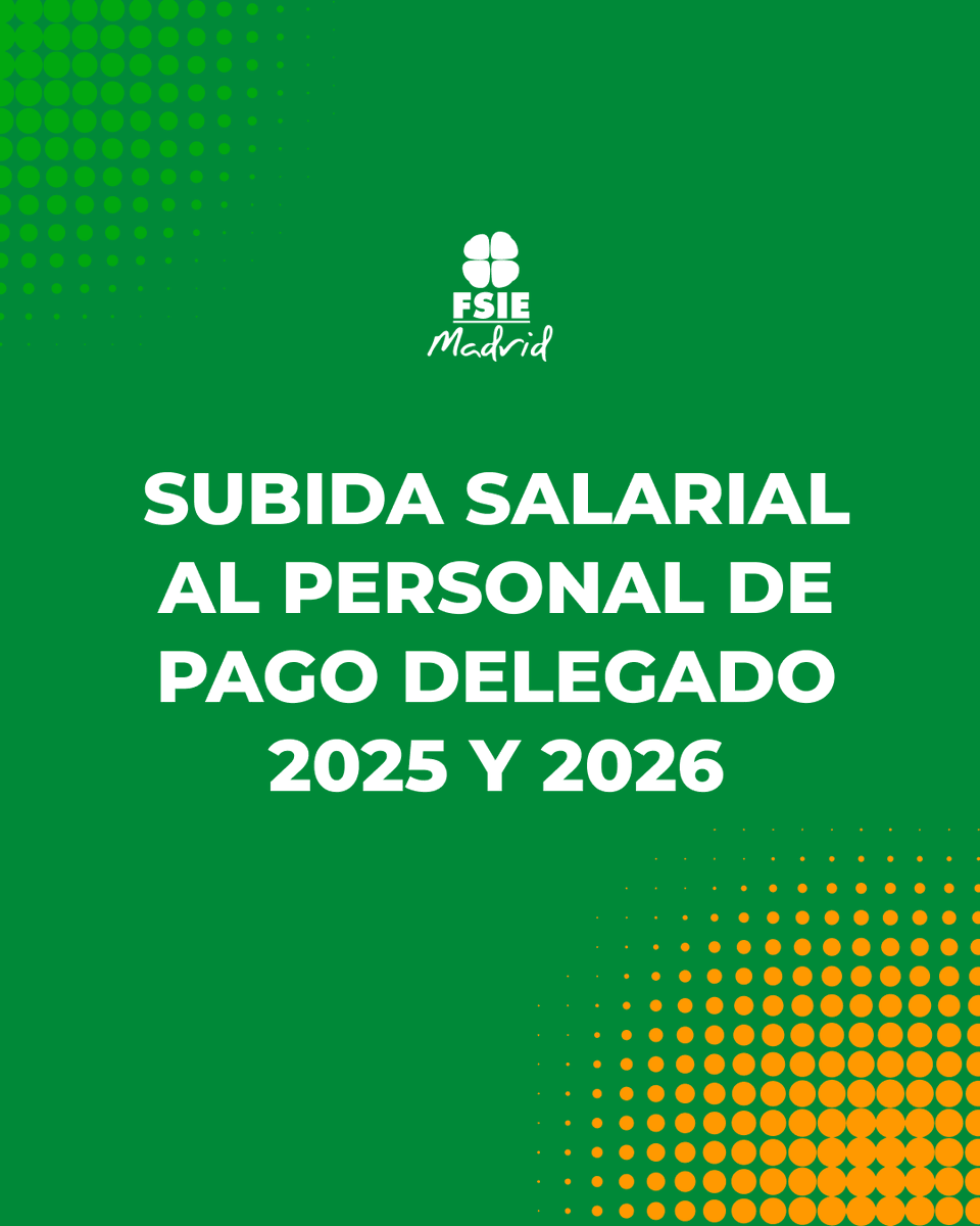Las nuevas tablas salariales incluye la subida del 2,5% con carácter retroactivo desde enero 2025 y subida del 1,5% desde enero 2026.

Esta subida se ha trasladado a los trabajadores en pago delegado por el acuerdo de analogía retributiva que existe en Madrid.

#somosFSIE
