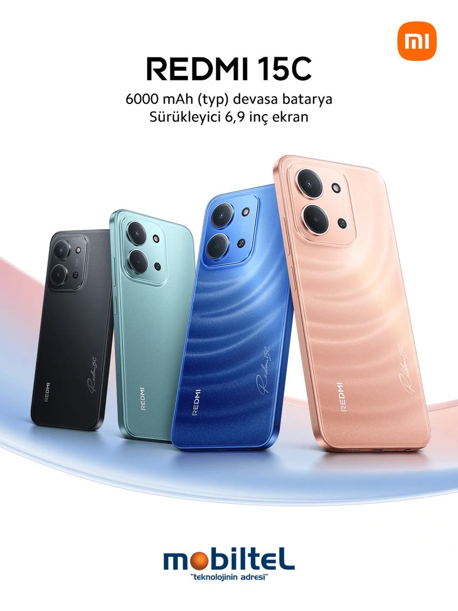 6000 mAh dev batarya, 6.9 inç geniş ekran ve dikkat çeken canlı renkler.
Güçlü performans, şık tasarım ve uzun pil ömrü bir arada.
REDMI 15C’yi keşfedin.

#Xiaomi
#Mobiltel #TeknolojininAdresi