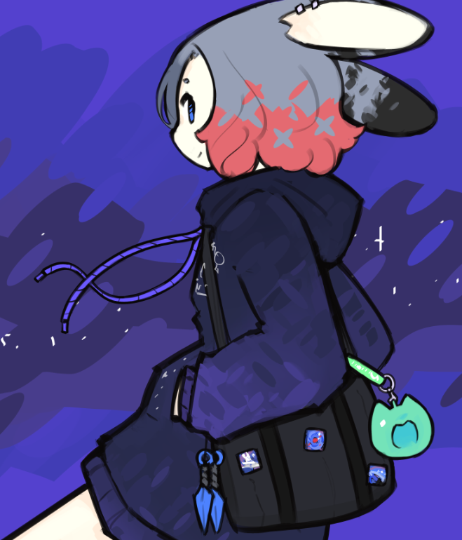 New rabbit merch!  This time, a plushie, a keychain, and a hoodie!

The firey-haired Assassin Rabbit now has her own plushie, and the blobby Jellycat has been put onto a keychain!

Grab them before they Vanish!