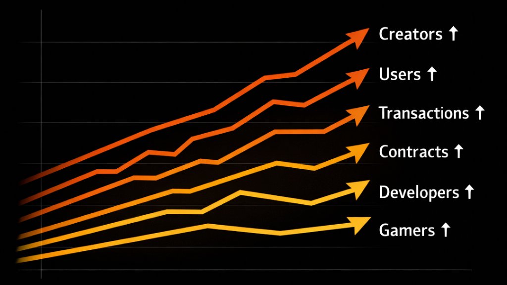 When was the last time you saw a big KOL talking about <a href="/orange_web3/">Orange Web3</a> ?
Yeah… been a while.

Yet creators ⬆️
transactions ⬆️
users ⬆️
contracts ⬆️
developers ↑
gamers ⬆️

KOLs and marketing can join anytime.
Organic growth can’t be manufactured. 🍊