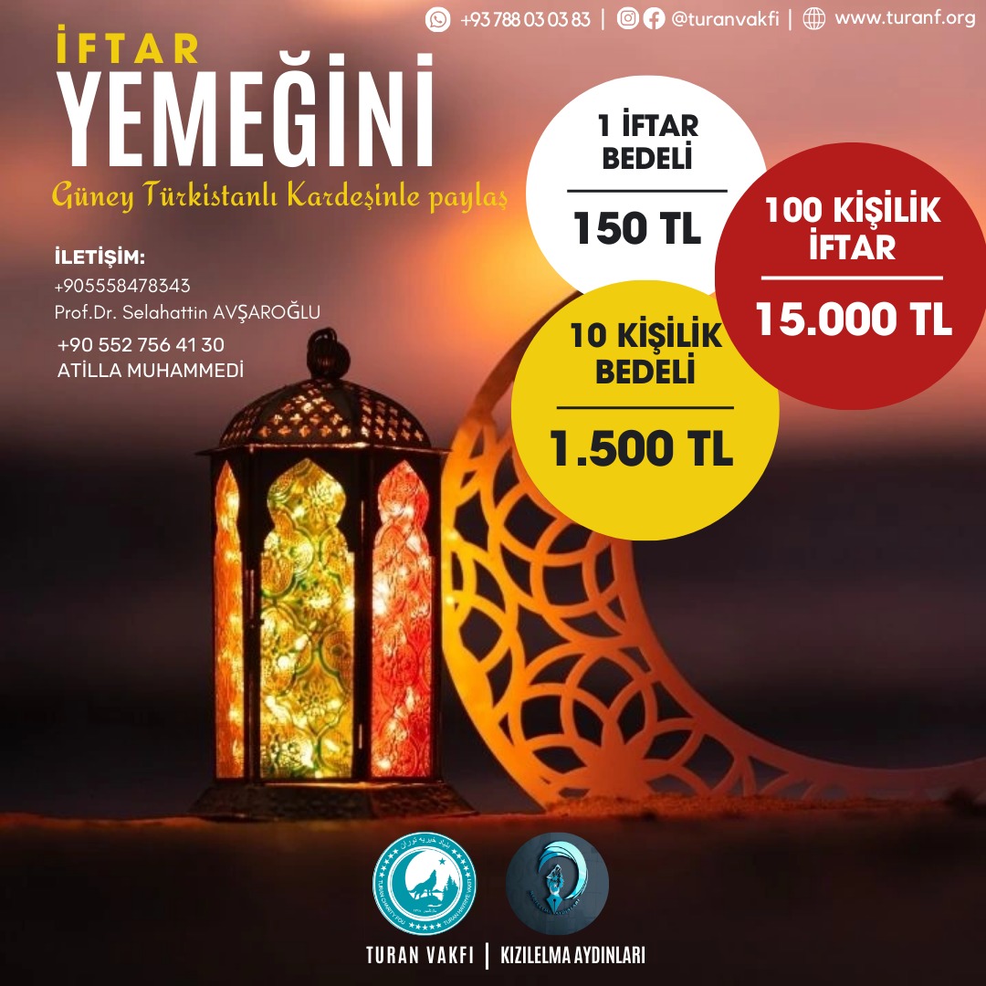 Güney Türkistan'a Destek Kampanyası

Değerli dostlar, Güney Türkistan'da faaliyet gösteren TURAN HAYRIYE VAKFI ile Kızılelma Aydınları Platformunun birlikte geleneksel hale getirdiği Ramazan Kolisi ve iftar etkinliğimizi sizlerle paylaşmaktan mutluluk duyarız.

Destek vermek