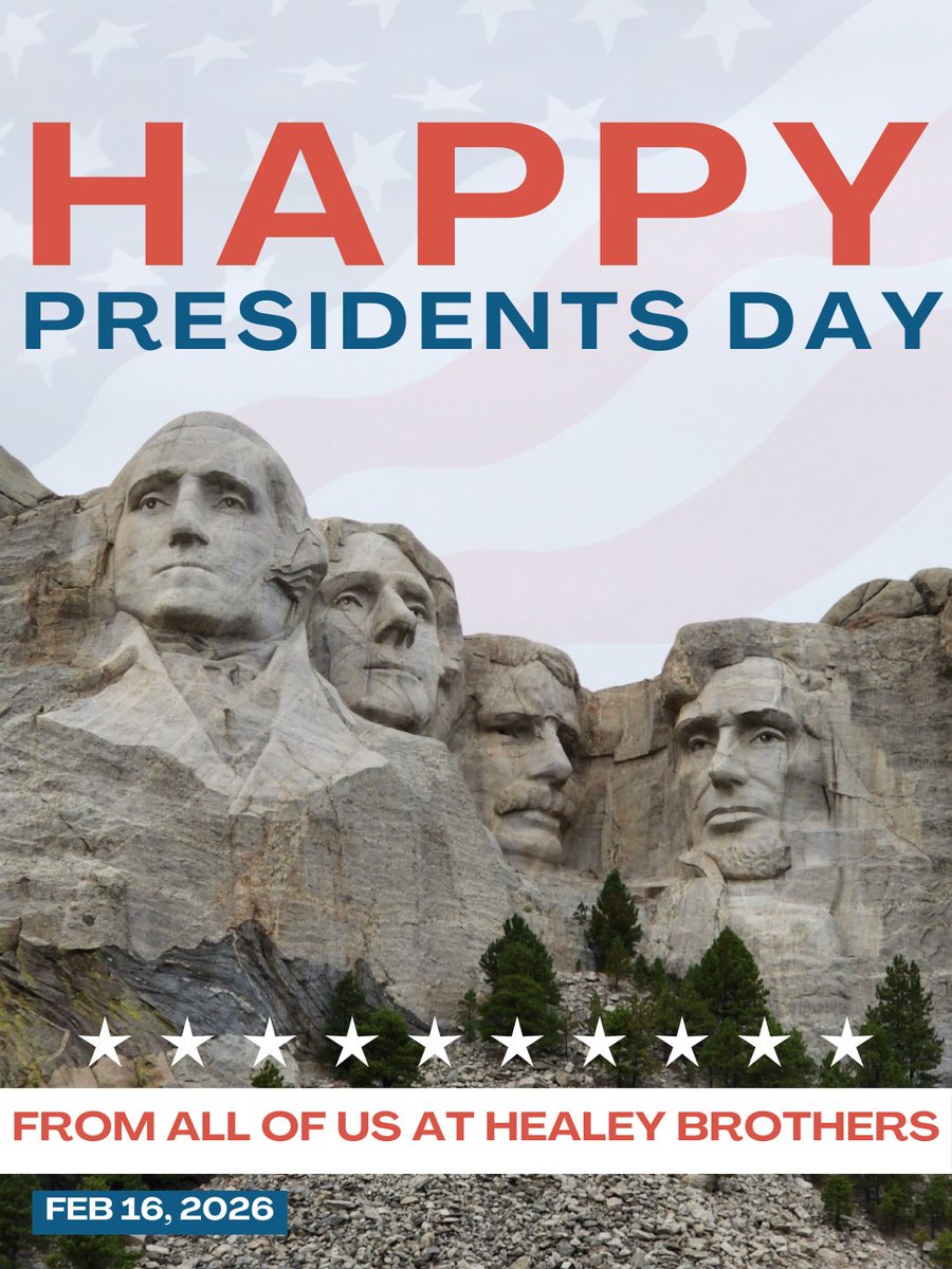 Happy #PresidentsDay 🇺🇸

Here is to the leaders who shaped our country and the road ahead. Wherever you are headed today, enjoy the drive.

All 10 #HealeyBrothers locations are open today and ready to keep the Hudson Valley moving.