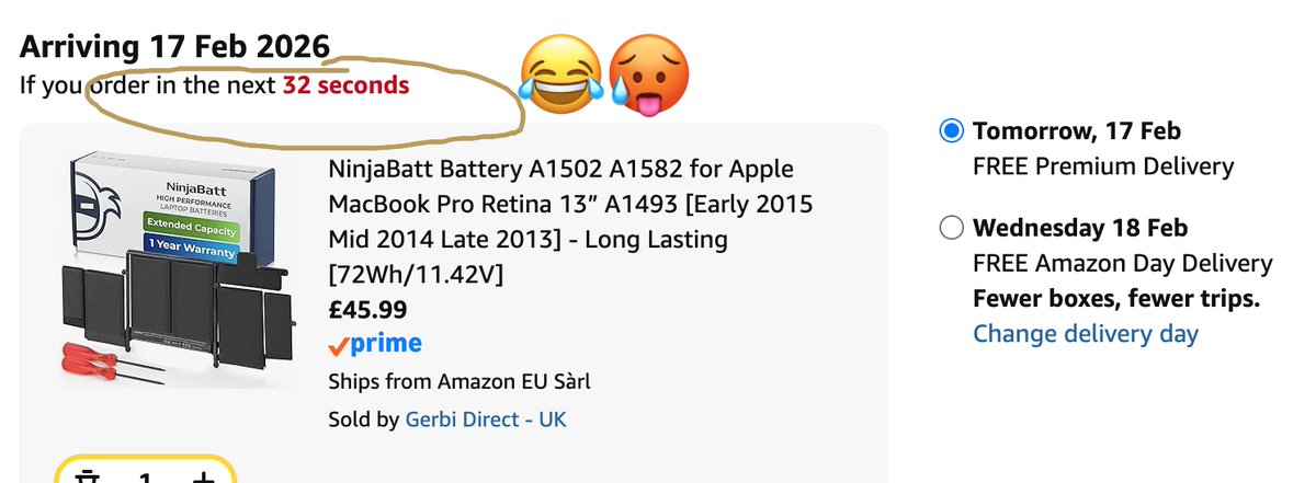 Talk about pressure design tactic! Just happened to arrive at basket before the prime cutoff. 😮‍💨