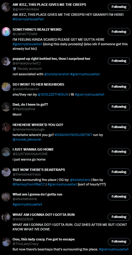 MY FOLLOW LIST IS FULL OF GRANNY'S HOUSE TWITTER IS SAVED #grannyshousetwt