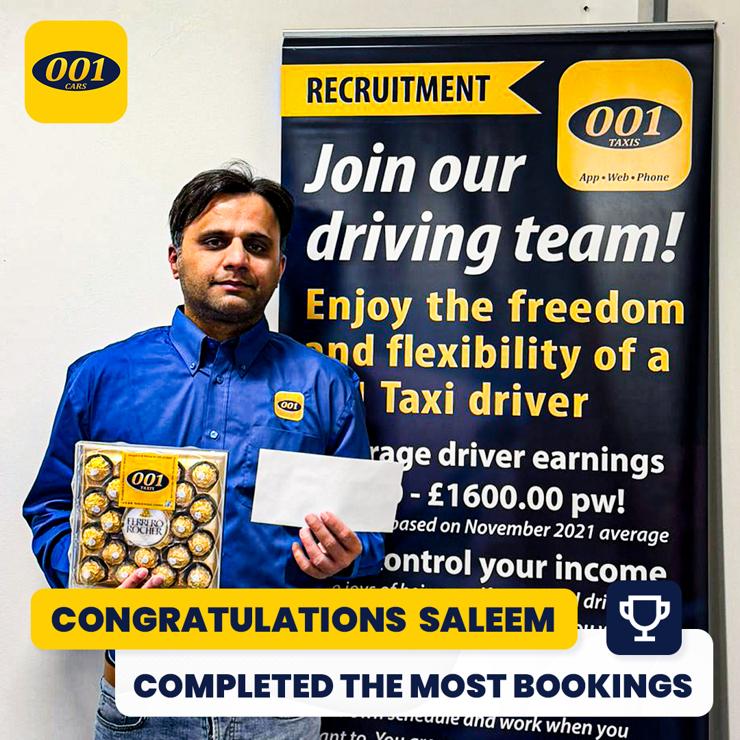 001Taxis's tweet image. 🏆👏 Congratulations to Saleem Ahmed for completing the most bookings this week! Your work rate keeps 001 Taxis pushing! Great work! 💛
#001Taxis #TopDriver #Oxford #Winner