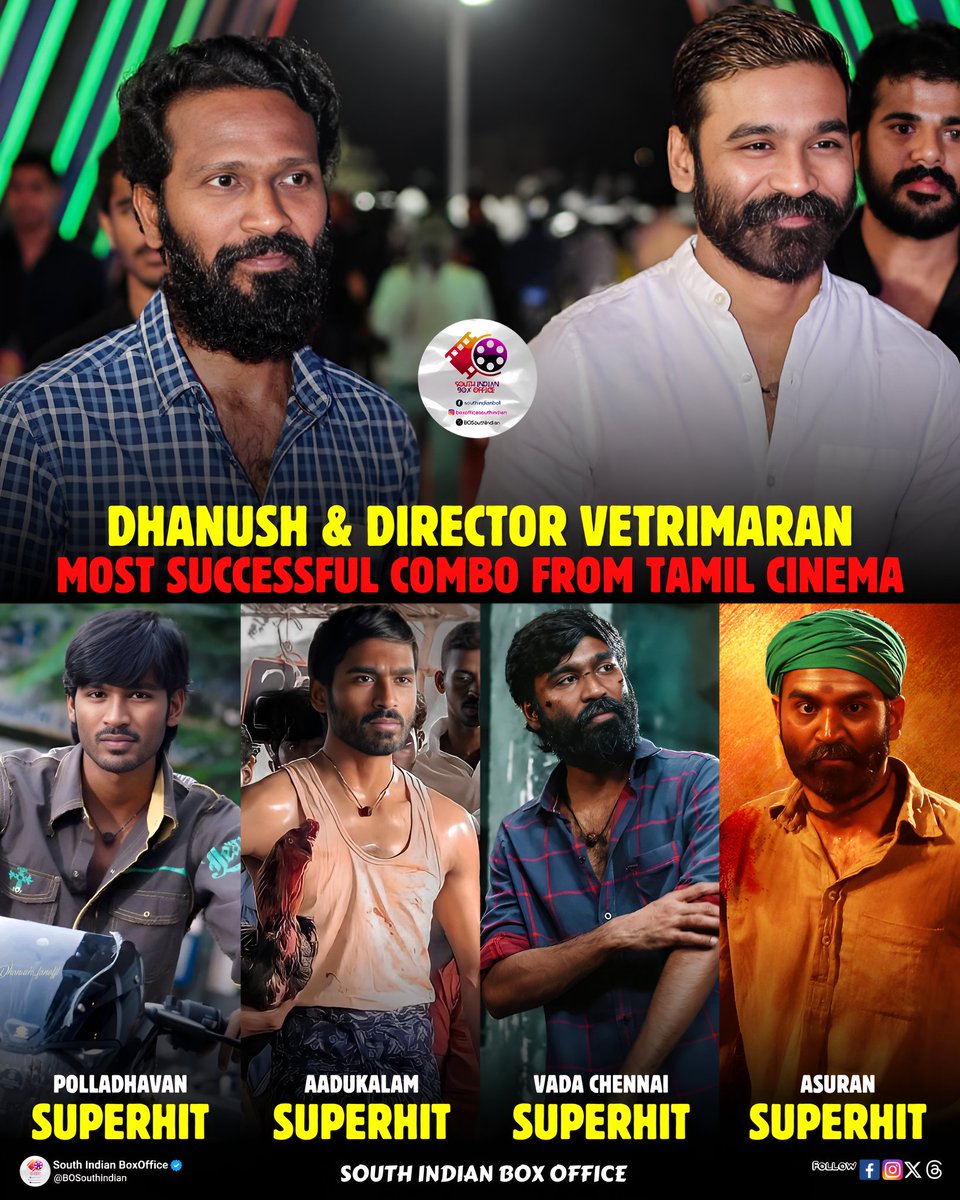 Dhanush &amp; Director Vetrimarann - Most Successful Combo From Tamil Cinema

#Polladhavan - Superhit
#Aadukalam - Superhit
#VadaChennai - Superhit
#Asuran - Superhit