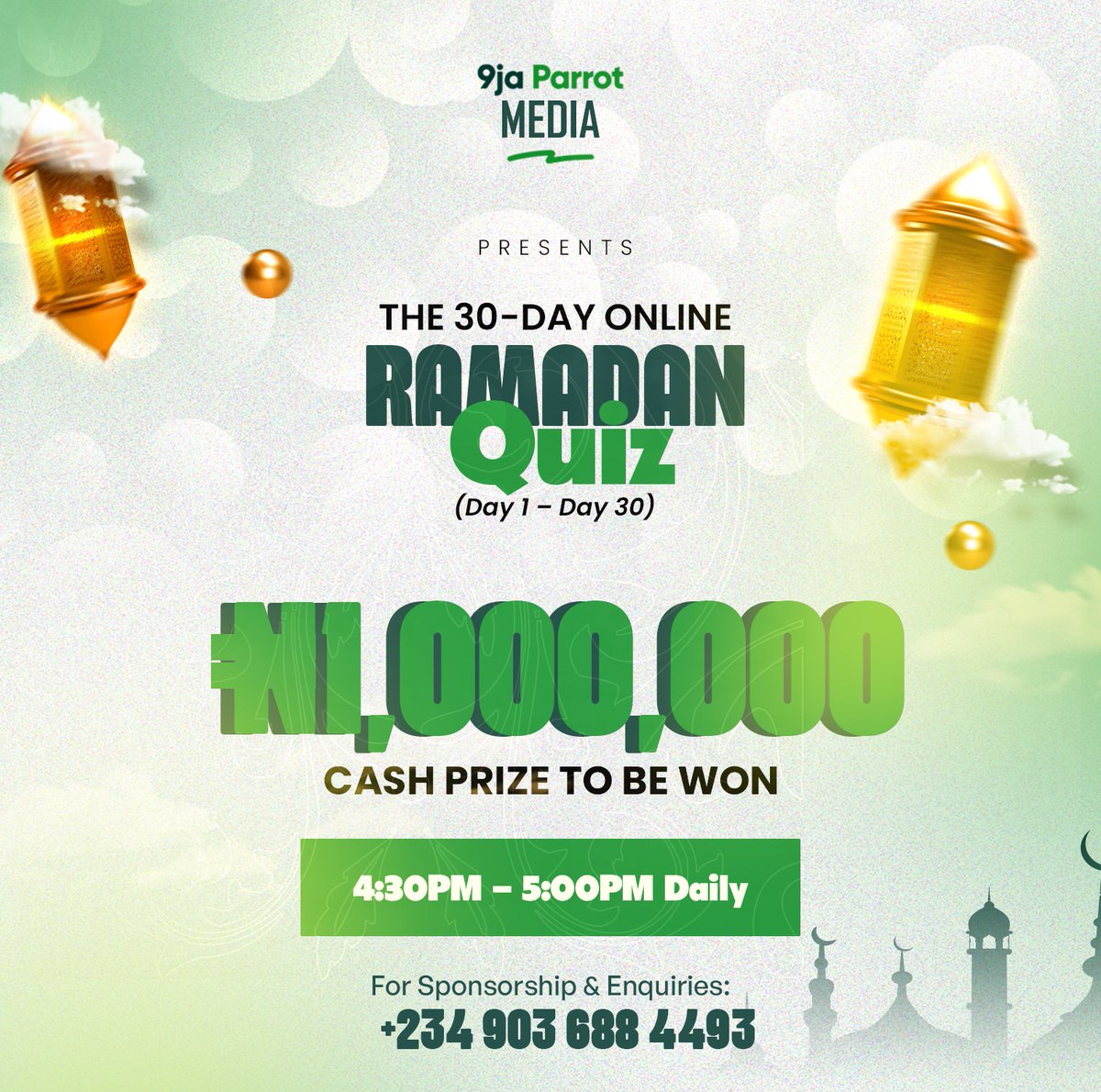 This Ramadan, 9ja Parrot is giving out 1 million naira in cash! 

Stand a chance to win cash prices everyday by participating in our Ramadan competition. 

Follow us for more
Instagram: instagram.com/9japarrotmedia

Facebook: facebook.com/share/187JbAmv…

Tiktok: rb.gy/cfkuqw
