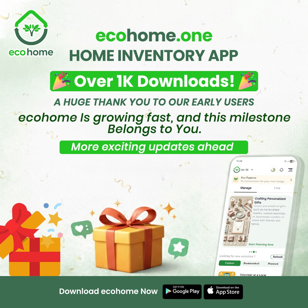 ecohome_one's tweet photo. We’ve crossed 1,000+ downloads!

Huge thanks to our early users.

ecohome is growing fast — and this milestone belongs to YOU.

Smarter home management starts here,
More exciting updates coming soon.

#ecohomeone #1KDownloads #SmartLiving #homeinventoryapp https://t.co/2xYksBp9Qg