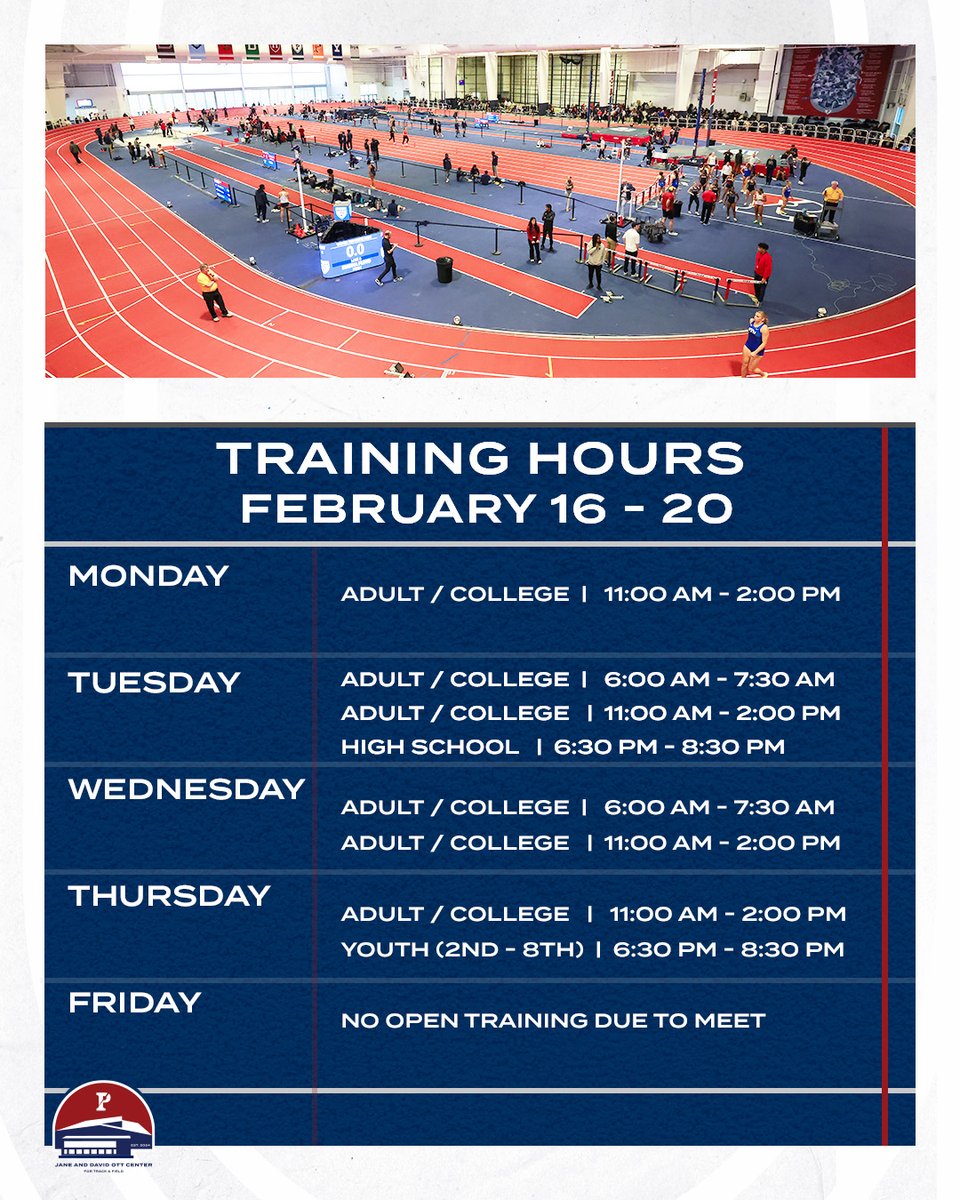 ott_center's tweet photo. Big week ahead at the Jane and David Ott Center 🏟️

Championship meets to open training sessions, the track is busy this week! 

Tickets: https://t.co/tj85VzQL5w    
Training Information: https://t.co/MArQRLKUNW https://t.co/JSU5tFwRkx