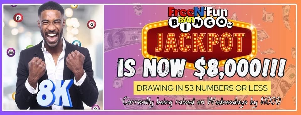 Scoreboard121's tweet photo. FreeN' Fun Bar Bingo TONIGHT @ 6pm!
Tonight's Cash Jackpot Cover All Game is worth $8,000
Ten Games Total
Win Prizes
It's Free to Play
If you're dining call Bridges' Scoreboard @ 219-924-2206 to reserve a table https://t.co/QgtjEhJE9R