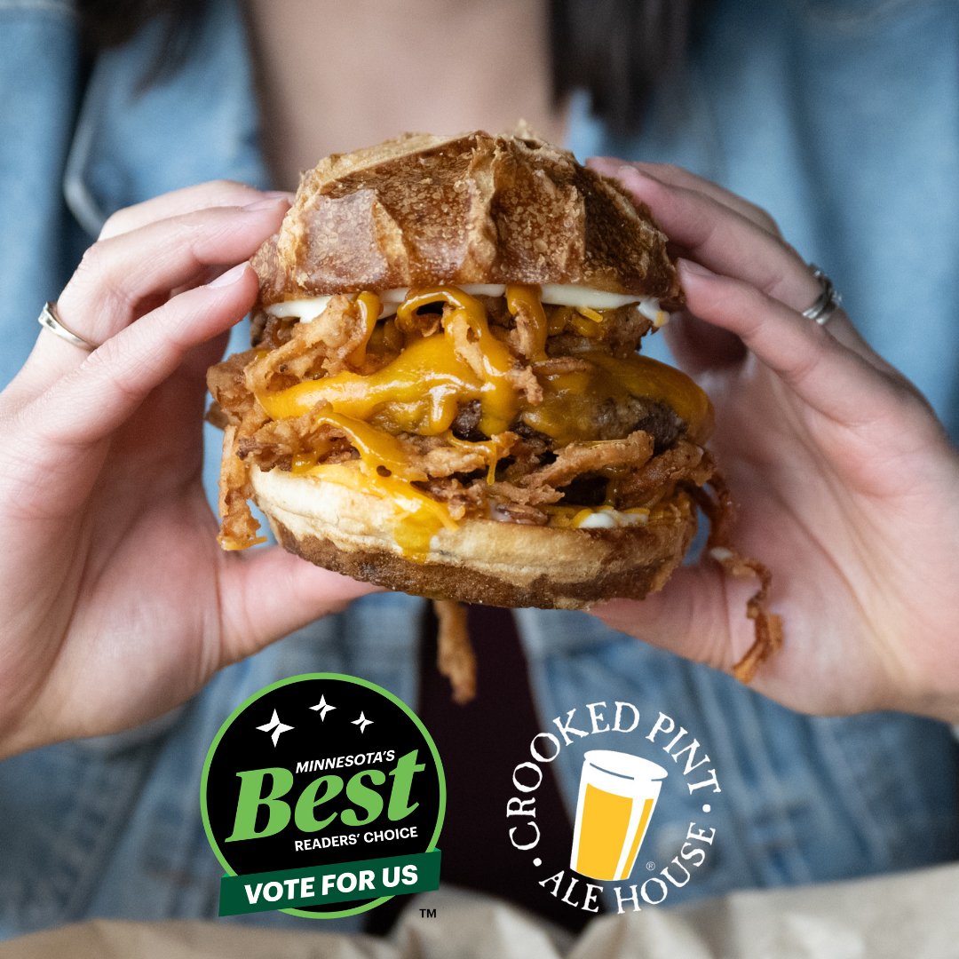 crookedpint's tweet photo. Vote for Your Favorite Juicy Lucy Spot! 🍔
We’re honored to be nominated for Star Tribune Reader's Choice as Minnesota’s Best Juicy Lucy &amp; Tots (&amp; more!) again!

🍔 Cast your vote here: https://t.co/gXfvChmlKW 
🍔 Select all your favorite categories
🍔 Submit your ballot! https://t.co/qZYofQtkmP
