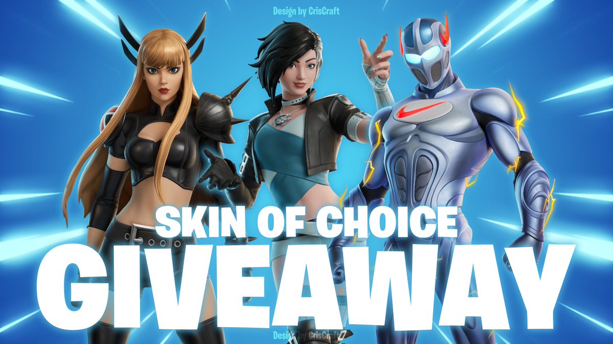 Skin Of Choice GIVEAWAY! 💛
(Up to 1,5k V-Bucks)

x1 winner 🏆

Requirements:
◦ Follow <a href="/CrisCraft1304/">CrisCraft</a> &amp; <a href="/Kopycat/">Kopa ❄️</a>
◦ Like and repost ❤️♻️
◦ Bookmark the post 🔖
◦ Tag your friends 🫂

Ends 48hrs, good luck! 🍀