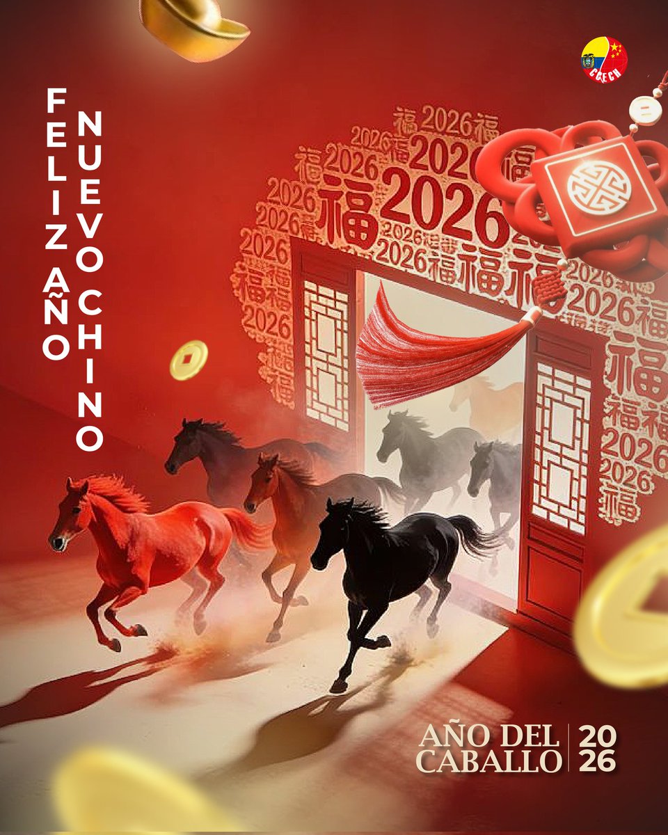 Inicia el ciclo del Caballo de Fuego: tiempo de avanzar con pasión, determinación y valentía.

Que su energía nos impulse a mejores oportunidades y la conquista de grandes metas.

¡FELIZ AÑO NUEVO CHINO! 🐴🔥

⏰️ 00H00 (🇨🇳)
🗓 17 Febrero