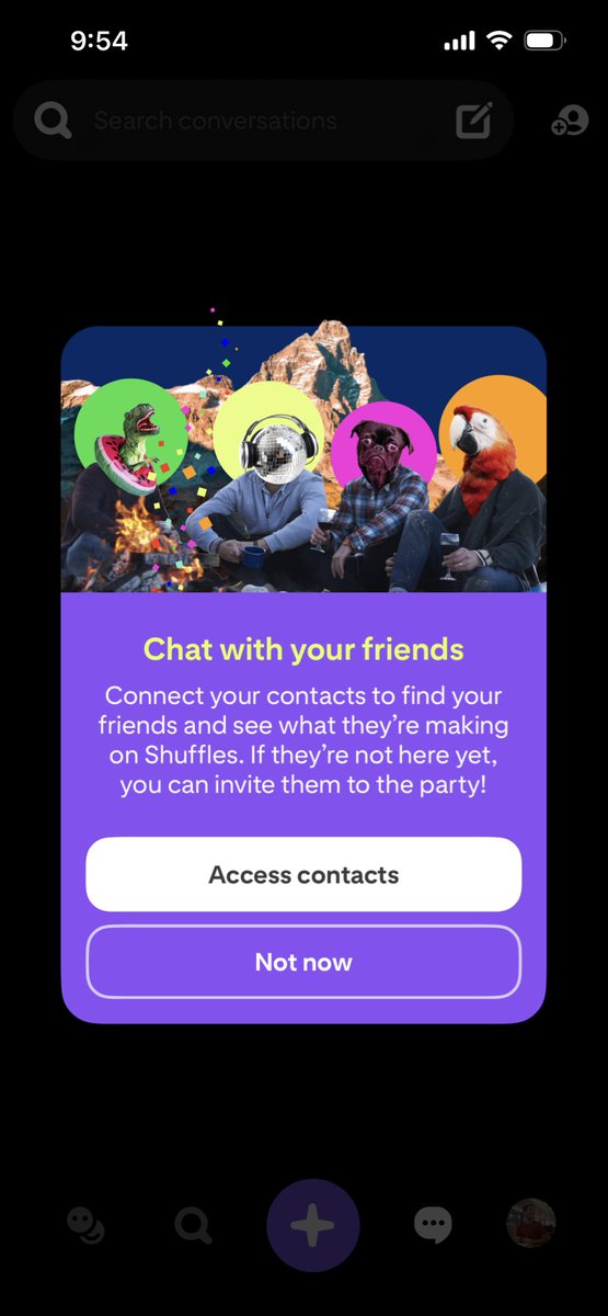 Good UX Eg. (ft. Shuffles)

The value of Shuffles (a collage app) increases if your friends are a part of it.

The below modal clearly explains the benefit of doing so, while covering the case if they aren’t members. The graphic also conveys the msg, in a collage.

#uxuibytes #ui