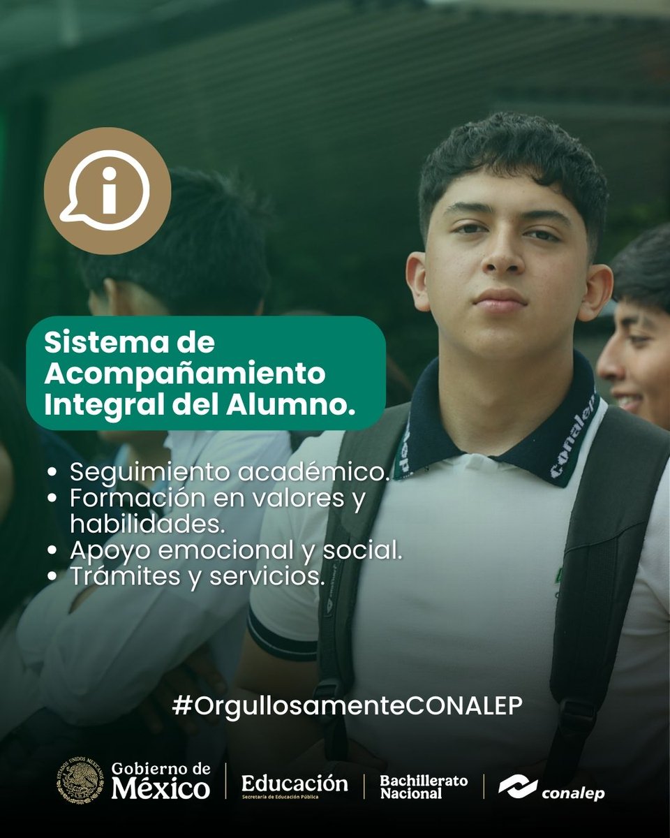 Desde orientación vocacional y formación en valores, hasta trámites escolares y programas de bienestar emocional 🧘‍♂️📑, contamos con un sistema completo que te apoya en cada etapa de tu trayectoria educativa 🚀.

Da clic para conocer el sistema 👉alumno.conalep.edu.mx/saac/?_gl=1*f1…