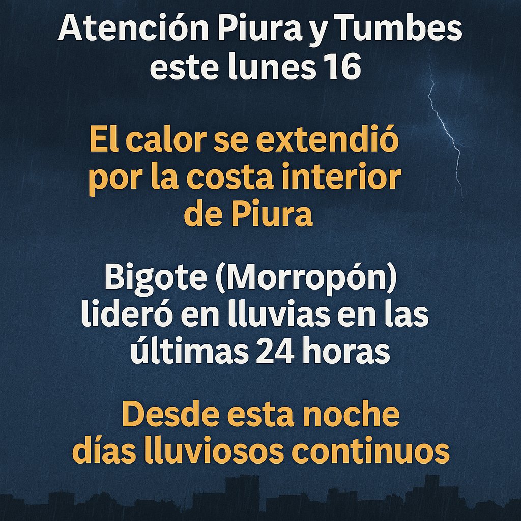 La noche del lunes podría venir con mucha lluvia para Piura y Tumbes. Mira detalles en facebook.com/nelsonsullana #clima #Piura #Tumbes #Lluvias