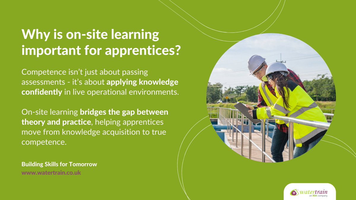 WatertrainLtd's tweet photo. Learning only delivers value when it shows up on site. Our #apprenticeships bridge the gap between theory and practice, helping technicians move from knowledge acquisition to true on-site competence.

👉 Find out more: https://t.co/efuj8BxDBM

#SkillsSpotlight #WaterIndustry https://t.co/MGqW3WXWRs