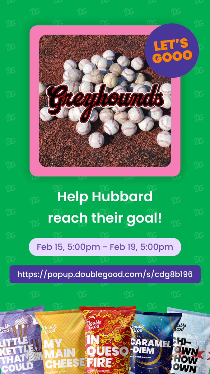 HubbardBaseball's tweet photo. Hi! I’m doing a virtual fundraiser selling delicious Double Good popcorn from Feb 15, 5:00pm - Feb 19, 5:00pm. 

(FRESH POPCORN SHIPPED TO YOUR DOOR)

Get all the details and support here: https://t.co/cCxUDgOD6A https://t.co/kJevvciChL