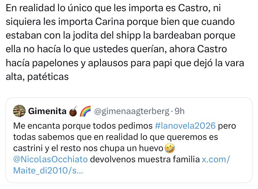 gime no entendes!!! JAJAJAJAJAJ <a href="/gimenaagterberg/">Gimenita🧉🌈</a> 
#lanovela2026