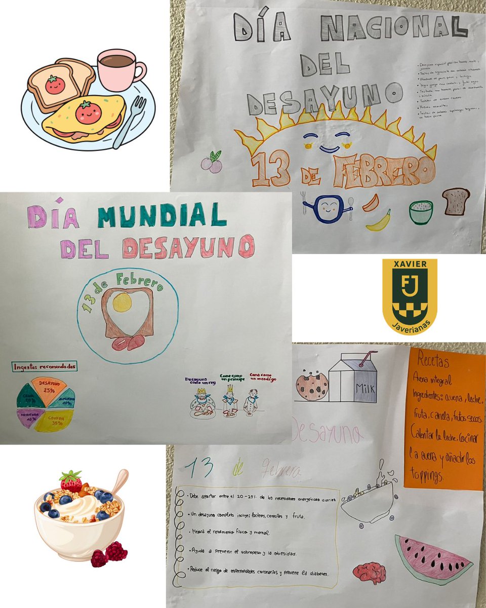 EPJaveriana's tweet photo. 🥣🍞 ¡La semana pasada fue el Día Nacional del Desayuno! ☕🍊 Y los alumnos/as de Dietética nos recordaron lo importante que es con estos carteles.

💡 Recuerda: un buen desayuno es el primer paso hacia un día lleno de éxito.

#FPdeCalidad #AvanzamosConEsperanza #Dietetica https://t.co/zvRBlrtEHo
