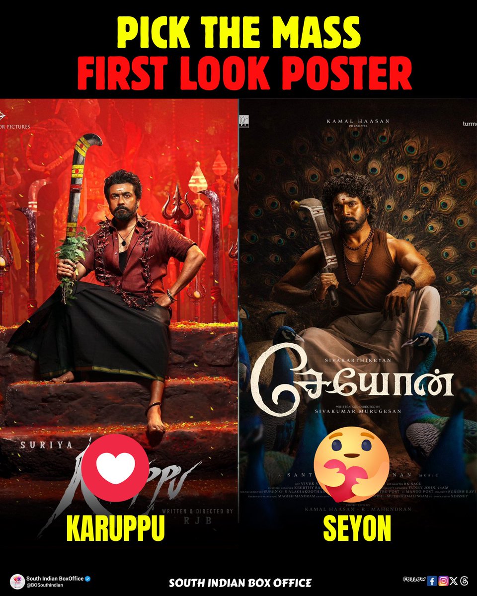 Pick the Mass FirstLook Poster !!

#Karuppu #Seyon