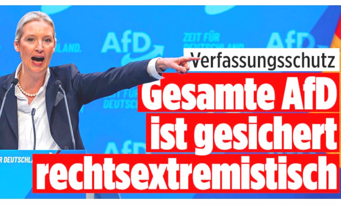 Im Übrigen bin ich der Meinung, dass die gesamte, als gesichert rechtsextremistisch eingestufte AfD jetzt verboten werden muss, um Schaden von der freiheitlich demokratischen Grundordnung Deutschlands abzuwenden.

#AfDVerbotJetzt #NieWiederIstJetzt
#WirSindMehr
#Vetternwirtschaft