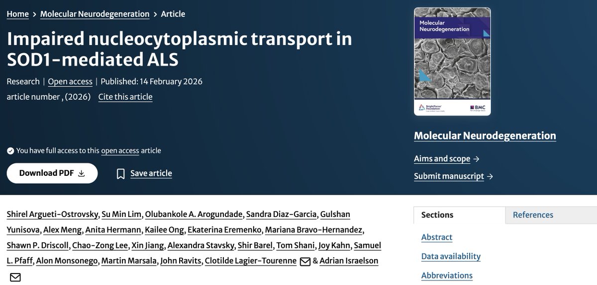 MolNeuro's tweet image. Impaired nucleocytoplasmic transport in #SOD1-mediated #ALS

Shirel Argueti-Ostrovsky, Su Min Lim...Clotilde Lagier-Tourenne @harvardmed @broadinstitute &amp;amp; Adrian Israelson @bengurionu #amyotrophiclateralsclerosis

link.springer.com/article/10.118…