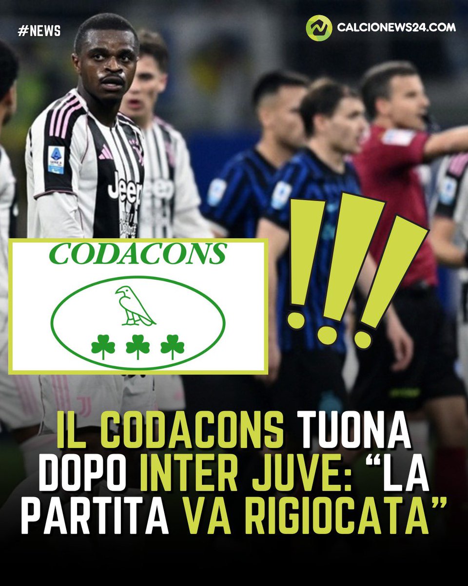 😱 Anche il #Codacons si mette in mezzo dopo #InterJuve 

⚠️ “Partita da rigiocare e scommesse da rimborsare”. Cosa ne pensate? 😅

#Calcionews24