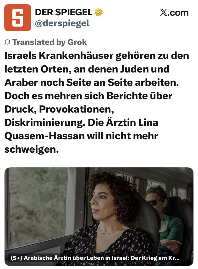 Die Klassenlehrerin meines Sohnes ist Araberin. Die Zahnärztin meiner Kinder auch. Die neue IDF-Sprecherin auf Arabisch auch.
Über 70% der Apotheker in Israel auch.
Wieviele Juden und/oder Israelis dürfen eigentlich als Lehrer oder Ärzte oder Armee-Sprecher in arabischen Ländern