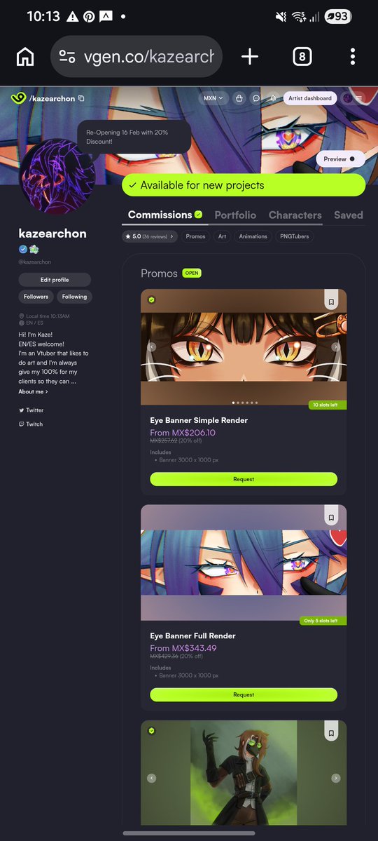 De vuelta a la chambita! 

Justo ya está en #VGen activas las comisiones uwur

Recuerden que solo hoy está disponible el descuento del 20% ya mañana regresarán a precio normal :3 

#VGenComm #VGenOpen #VGenArtist #commissionsopen