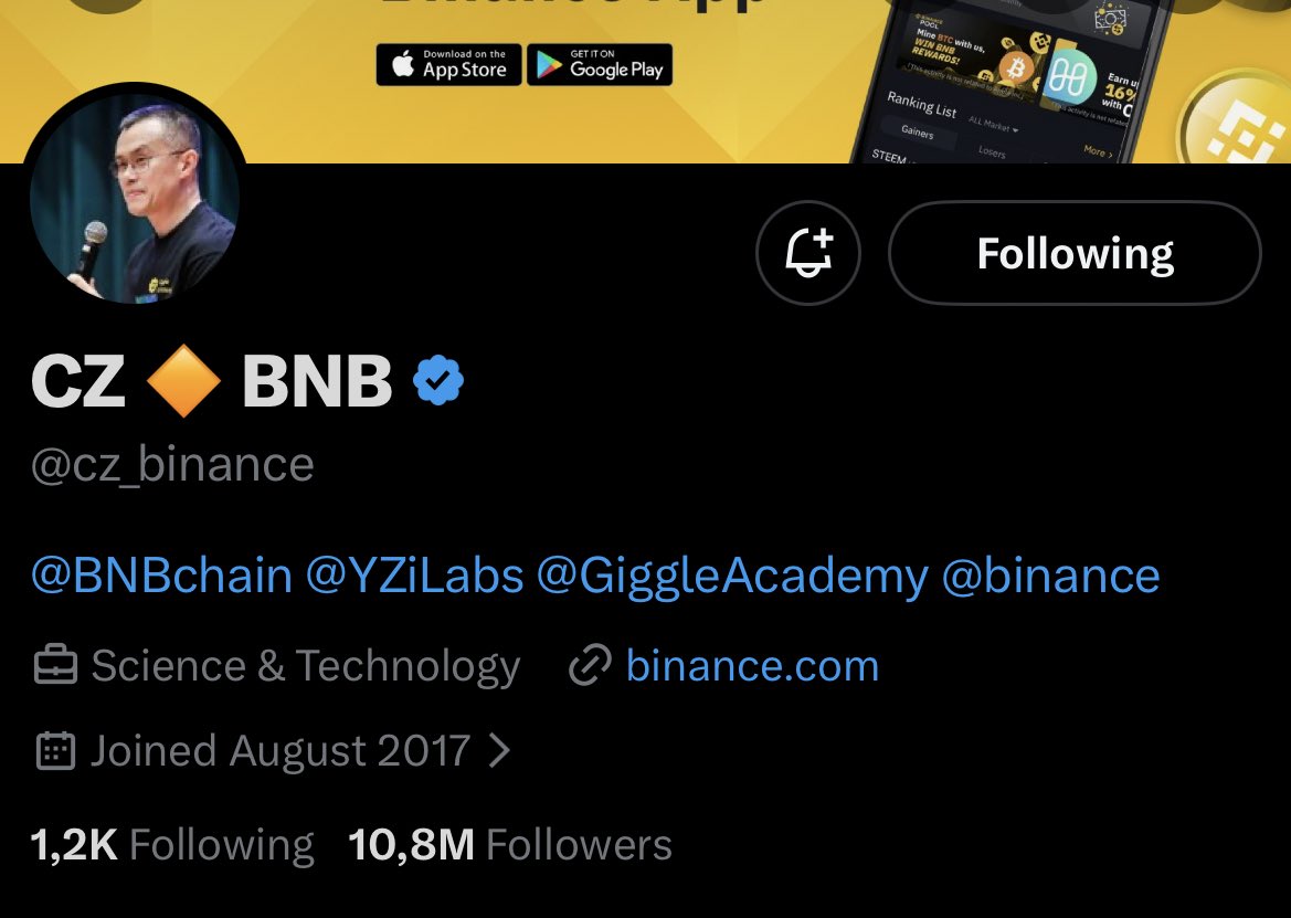 cibi_builder's tweet photo. @cz_binance CZ is about to be 10.900.000 subscribers on X

所剩无几了 😂

This is bullish for crypto?? https://t.co/ZRAe03SMnQ