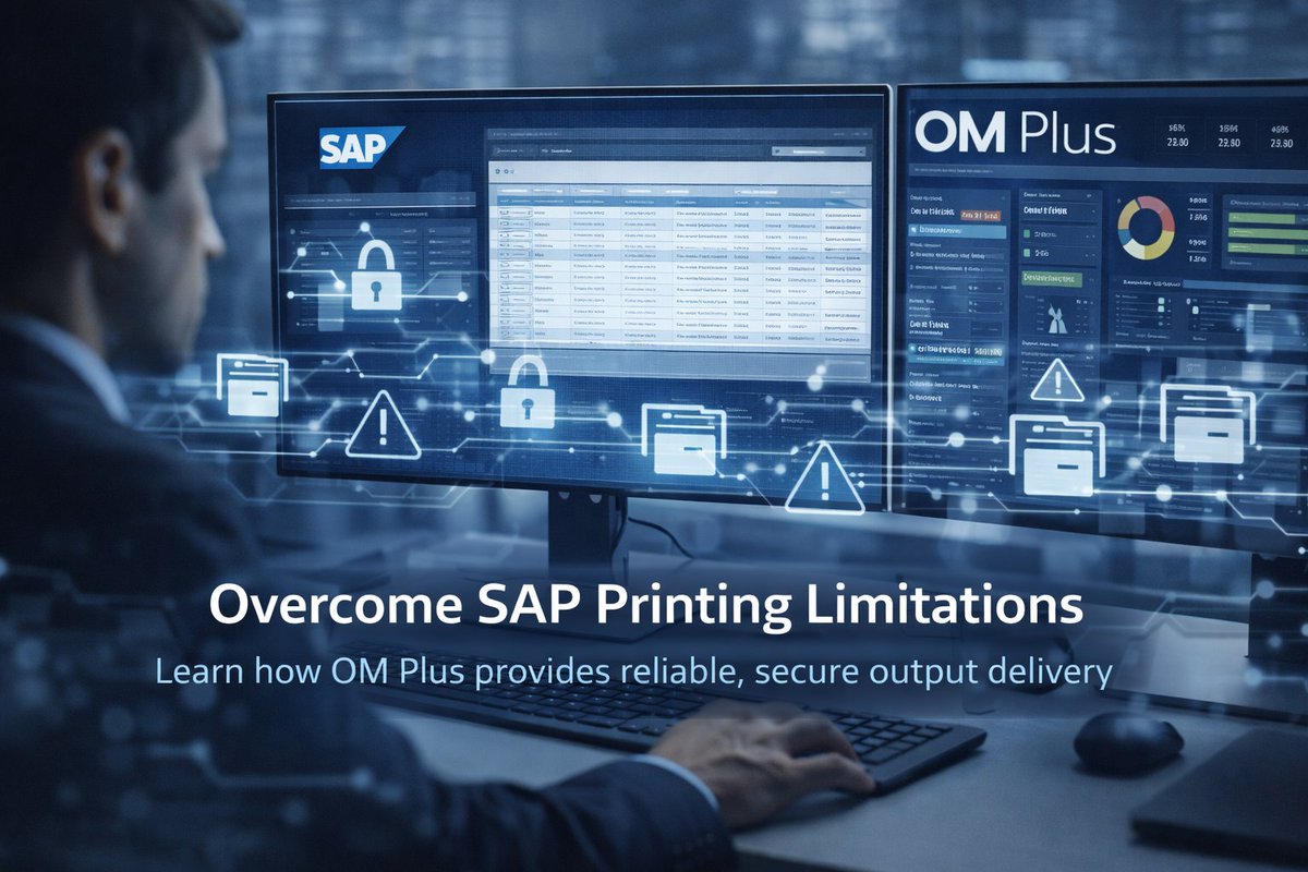 PlusTech1's tweet image. Struggling with SAP printing reliability?

Standard SAP + Windows print servers weren’t built for scalable, high-availability output. Learn how OM Plus improves reliability, security, and delivery confirmation.
Read more: shorturl.at/rH8D0
#SAP #PrintManagement #OMPlus