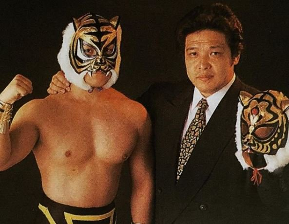 Satoru Sayama (original Tiger Mask) with Tiger Mask IV.