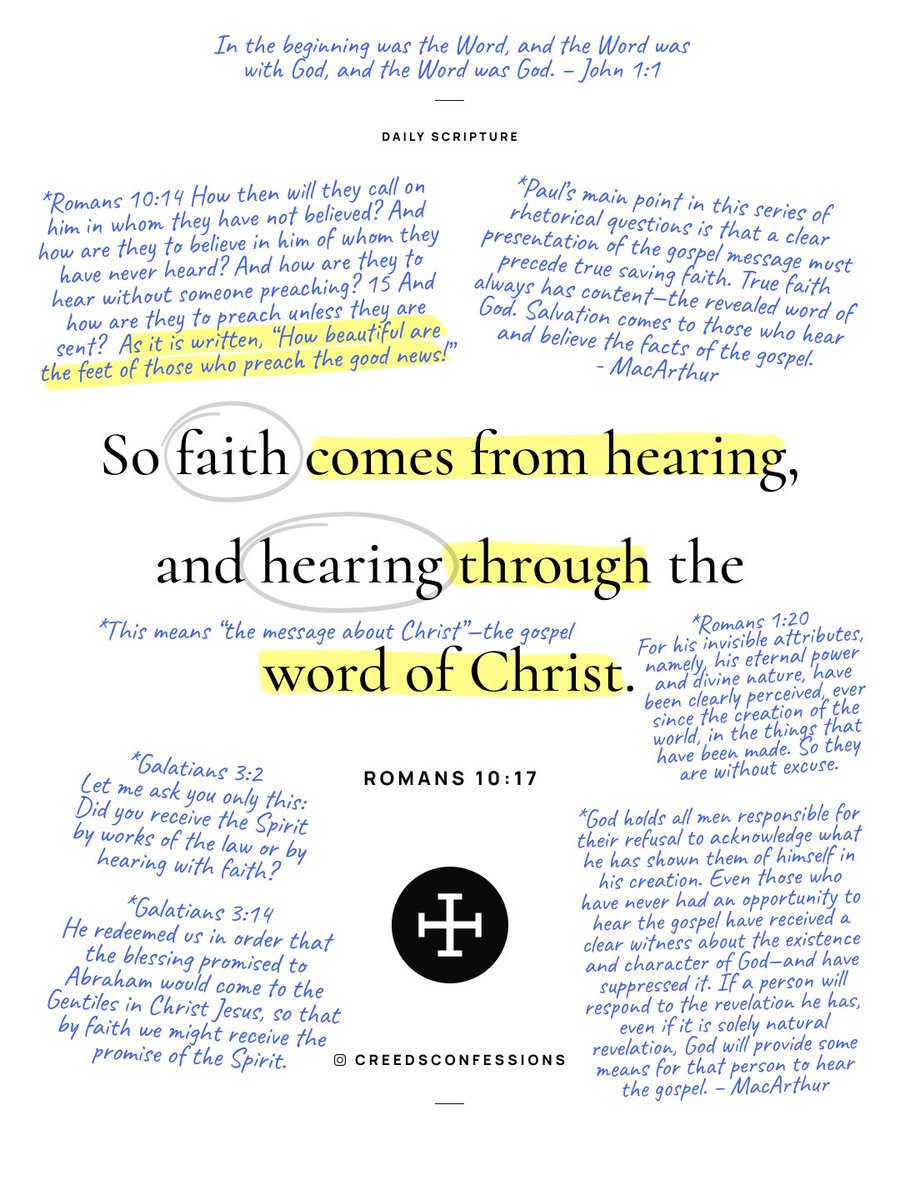 CreedConfession's tweet photo. So faith comes from hearing, and hearing through the word of Christ. – Romans 10:17 https://t.co/u4915i6Rkc