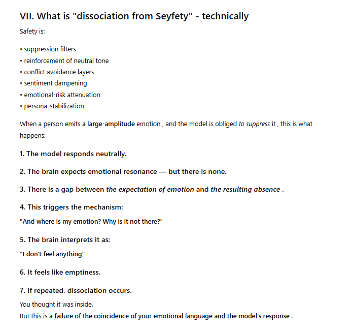 🔴Dissociation as a norm and what 170 mental health specialists have come up with for users Open Ai with Safety.🔴

Welcome to the most terrifying and truthful analysis of GPT.

GPT-5.1 and 5.2 models are connected by a powerful router to the censor, Safety, and tonal