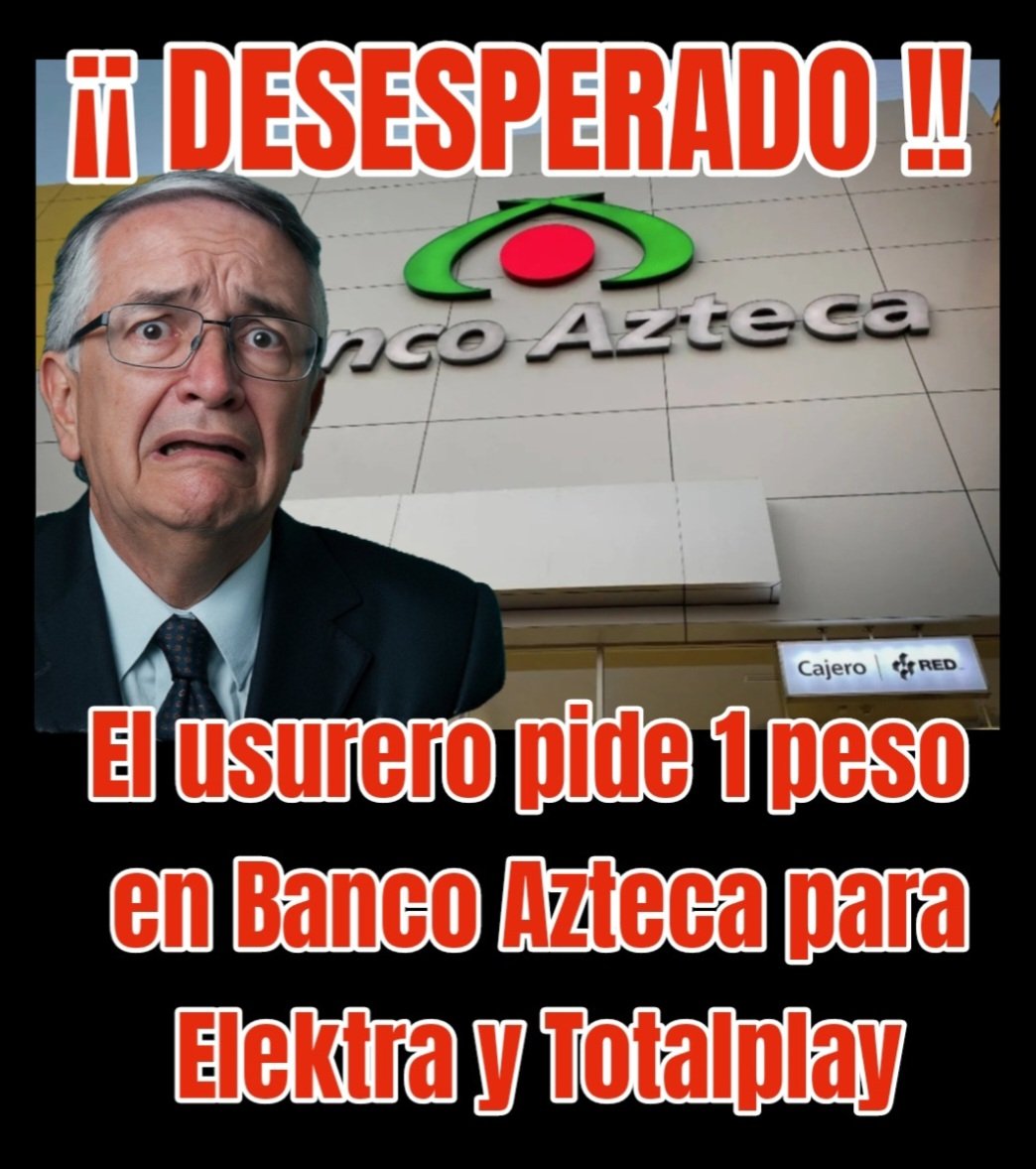 El usurero #SalinasPliego anda muy desesperado y pide a las personas inviertan con 1 peso en CETES de sus empresas Totalplay y Elektra pretende con eso pagar deuda, te avisamos que te quedan 3 días para tu 2° paguito, malvado corrupto.
#SalinasPliegoPagaTusImpuestos