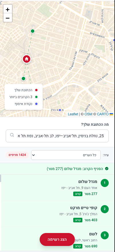 rosenpin's tweet photo. מכירים את זה שדואר ישראל אומר לכם לבחור נקודת איסוף, ואתם צריכים לנחש מתוך רשימה של 46 סניפים בתל אביב איזה הכי קרוב אליכם?

עשיתי אתר שמציג את כל 1,424 נקודות האיסוף על מפה ומוצא את הקרוב אליכם. כי דואר ישראל לא טרחו.

  https://t.co/wb44vaUN0q https://t.co/uVMlFy6rvM