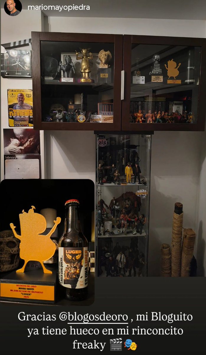 La primera estatuilla de los #BlogosDeOro del Cine español Independiente ya ha llegado a su destino, el rincón friki de Mario Mayo <a href="/mayopiedramario/">MARIO MAYO</a>, el Mejor Actor de reparto de la XIII edición por #Luger.

¡¡Qué alegría da ver a nuestro querido premio tan bien acompañado!! 😍