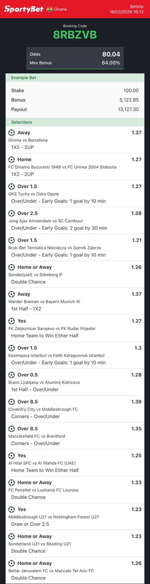 SafeSlipsun's tweet photo. 80 Odds 👉🏿 8RBZVB