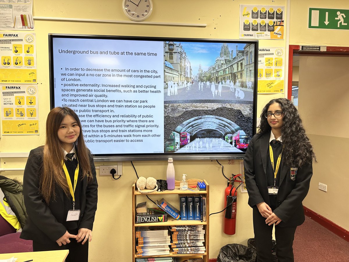 FAIRFAXBusComp's tweet photo. Our Year 12 Economists took on the challenge of tackling the negative externalities of car travel!  Their solutions included public transport subsidies, restricted access zones &amp; cycle-friendly city redesigns. Fantastic ideas and presentations!  @FairfaxSchool @FFaxPrincipal https://t.co/epr3aoyzNk