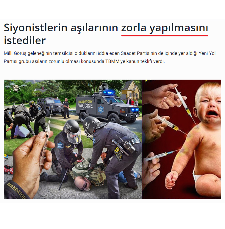 ☣️ Çocuklara 𝗭𝗢𝗥𝗟𝗔 Aşılama Yolda !
Zorunlu Aşılama Yaptırmayan Ebeveynlere 150.000 TL Para Cezası Verilmesi Planlanıyor..

Bir Hak Kaybedilirse Bir Daha Geri Dönüşü Yoktur, Önce Çocuklarda Başlar, Sonra Erişkinlere Kadar Gider Bu Hak Kayıpları..

gidahareketi.org/haber-siyonist…