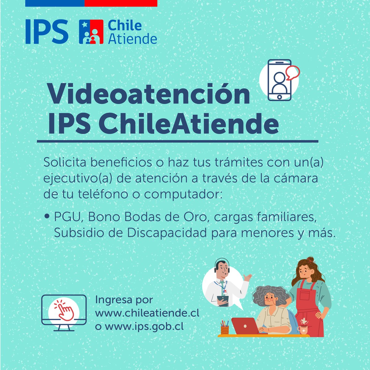 ¿Cumples con los requisitos para el #BonoPorHijo o el #BonoBodasdeOro y todavía no lo solicitas?😯
¡Hazlo ahora por #Videoatención!
Solicita atención con un/a ejecutivo/a desde tu celular o computador y ¡ahorra tiempo!⌛️🧑‍💻
Inicia el trámite en 👉tinyurl.com/yv3vhasb