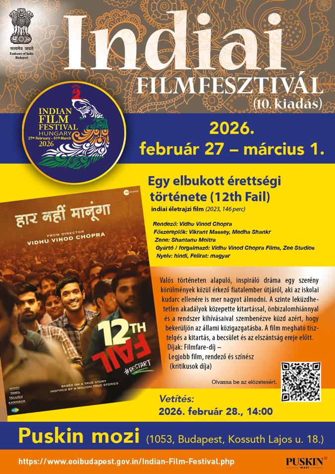 IndiaInHungary's tweet image. "Restart!" 🔄 The mantra of 12th Fail. Come watch the movie that taught millions to never give up. Feb 28, 14:00. 

#Restart #Motivation 
#TrueStory #Biopics #12thFail #indiancinema #IndianFilmFestivalBudapest #IFFBudapest2026 #IndiaInHungary #IndianCinema #BudapestEvents