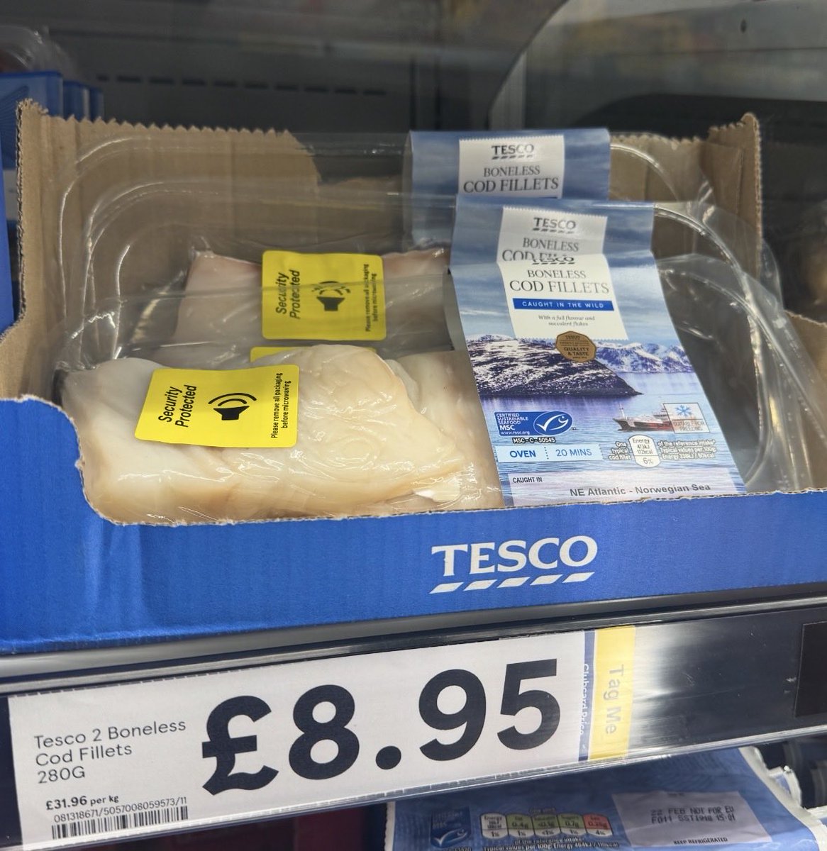 £9 almost for a small bit of cod from <a href="/Tesco/">Tesco</a> - absolutely bonkers. Almost £32 for a kilo in a country surrounded by sea!!!

You couldn’t make this up! Yet <a href="/Keir_Starmer/">Keir Starmer</a> says prices are coming down!